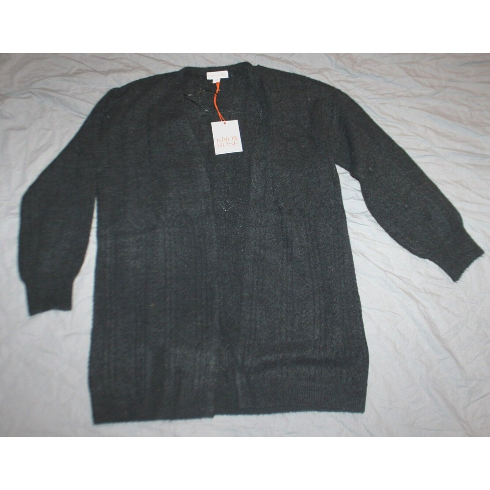 Women's Cable Pointelle Cardigan - Knox Rose Heather Gray size M